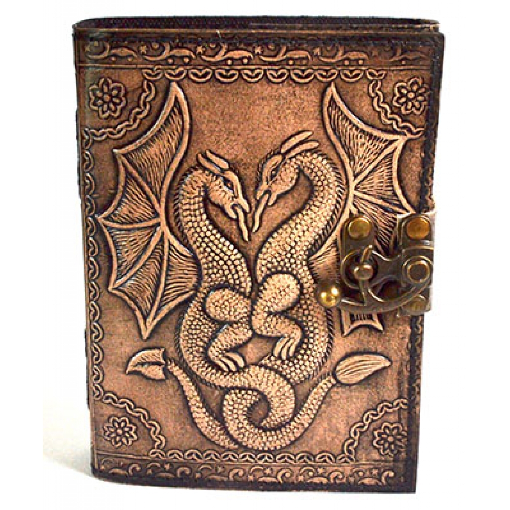 Double Dragon Leather Journal with Aged Paper