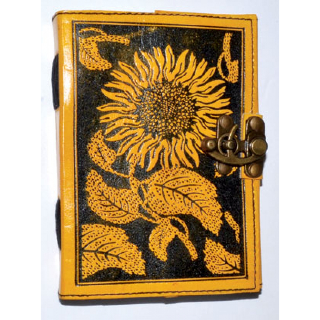 Sunflower Leather Blank Book with Latch