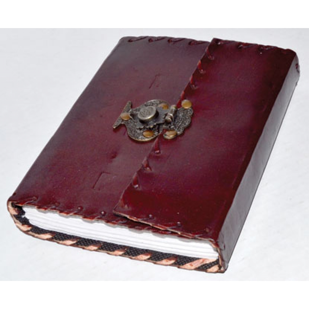 Handcrafted Plain Leather Blank Book with Snap Closure