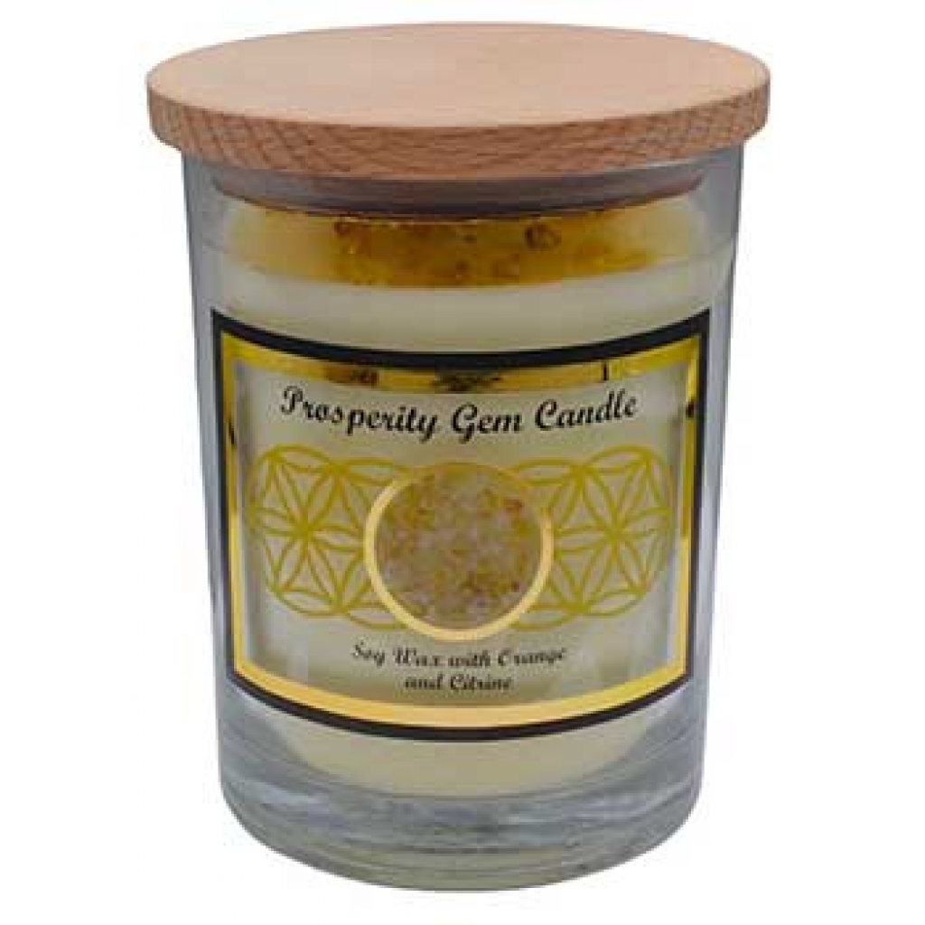 Prosperity Gem Stone Soy Candle - Orange Scented