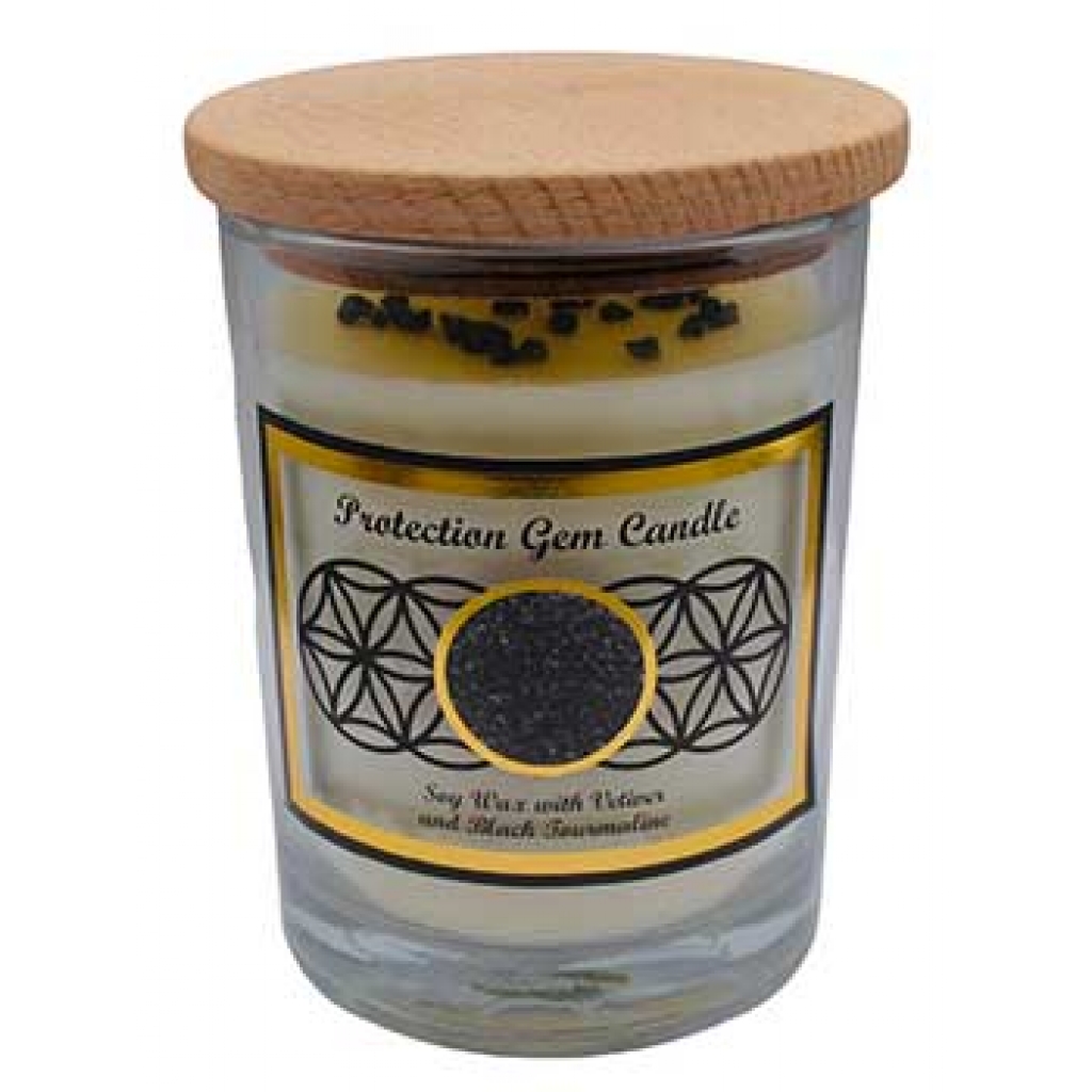 Protection Gemstone Soy Candle with Black Tourmaline