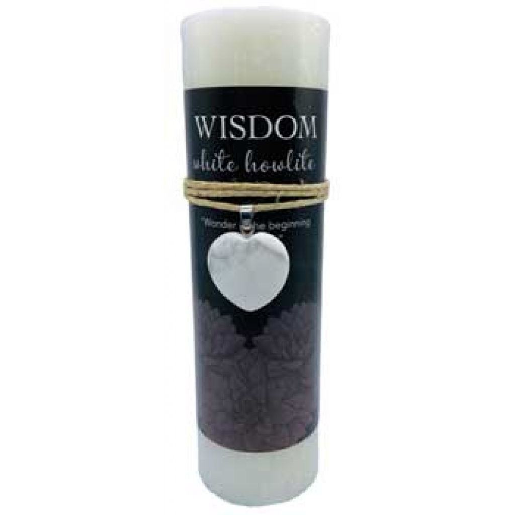 Wisdom Pillar Candle with White Howlite Heart