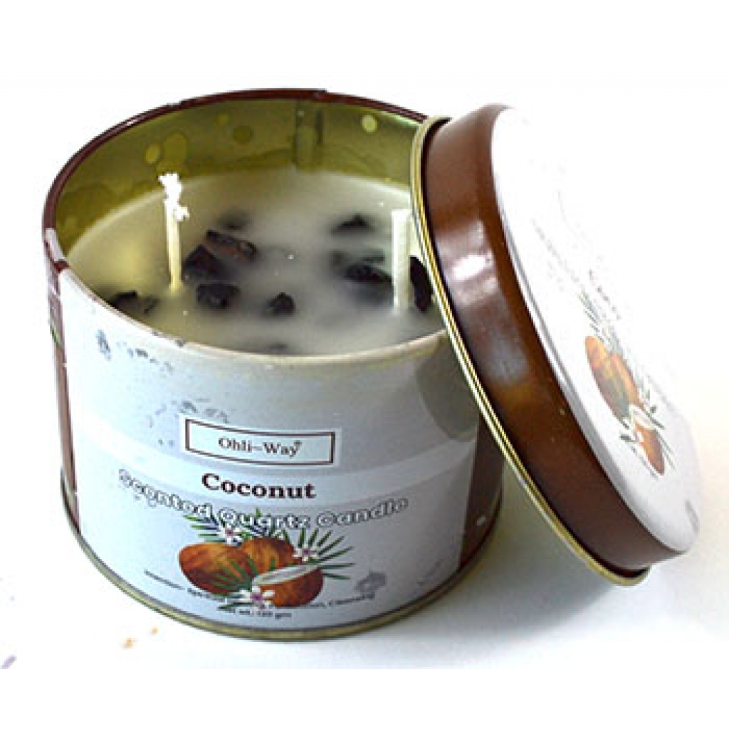 Coconut Quartz Tin Candle for Spiritual Healing