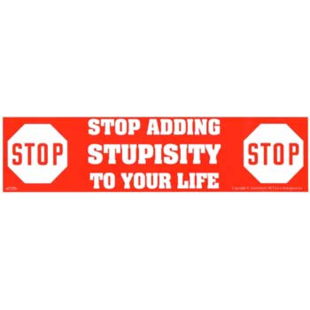 Stop Adding Stupidity to Your Life Bumper Sticker