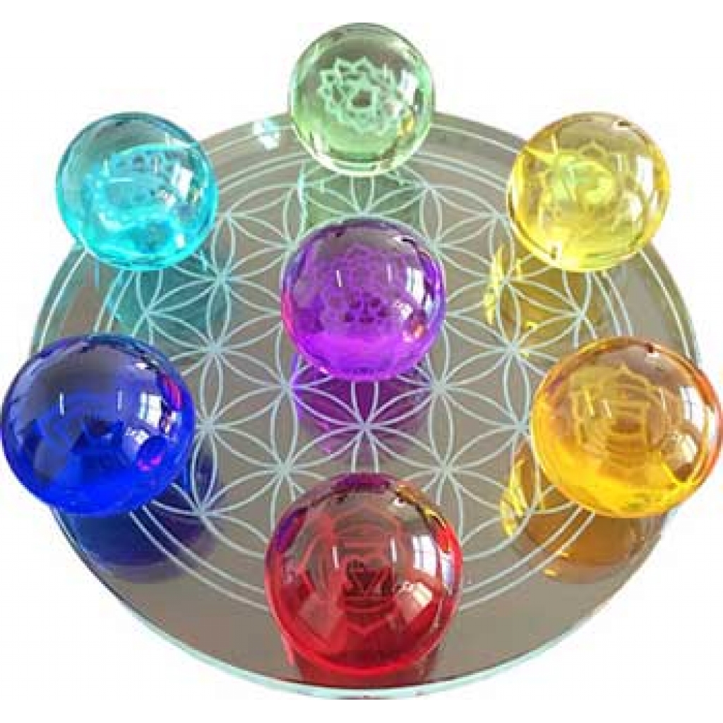 Set of 55mm 7 Chakra Flower of Life Gazing Balls