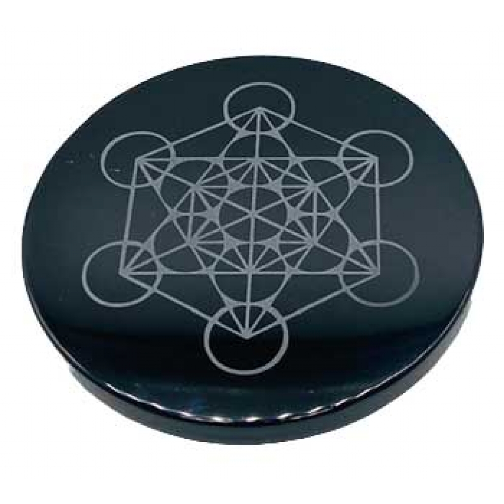 Black Obsidian Metatron Altar Tile (4