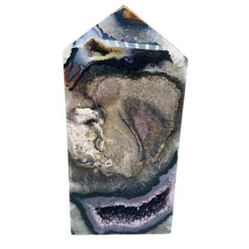 2.3lbs Amethyst Obelisk with Druse Display