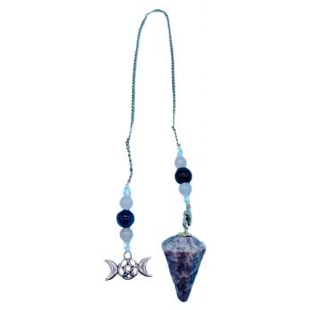 Lepidolite Triple Moon 6-Sided Pendulum