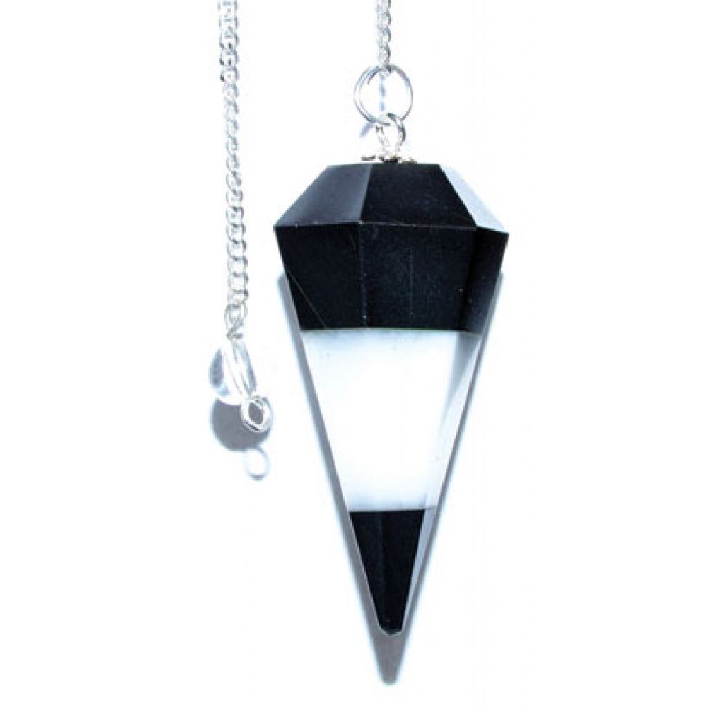 6-Sided Tourmaline & White Agate Pendulum: Harness Protection and Clarity