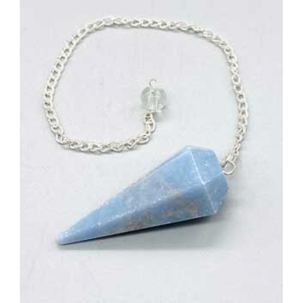 6-Sided Angelite Pendulum for Spiritual Guidance