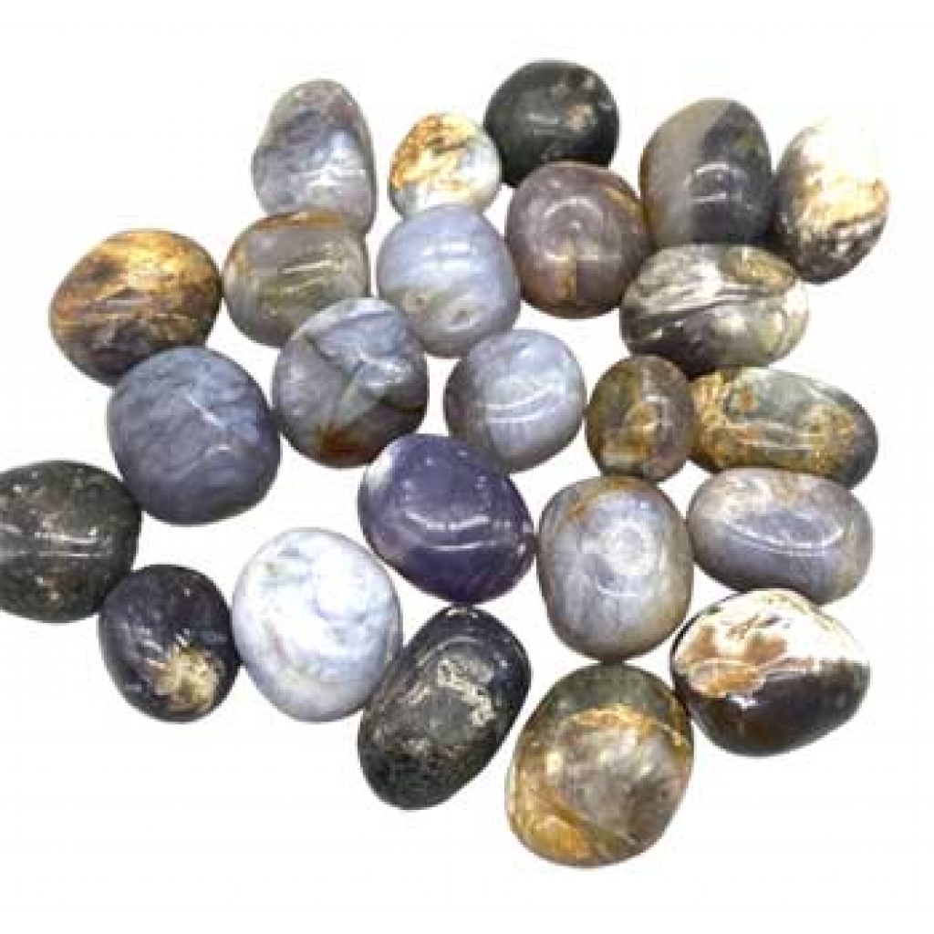 1 lb Chalcedony Purple White Tumbled Stones - Healing and Peace