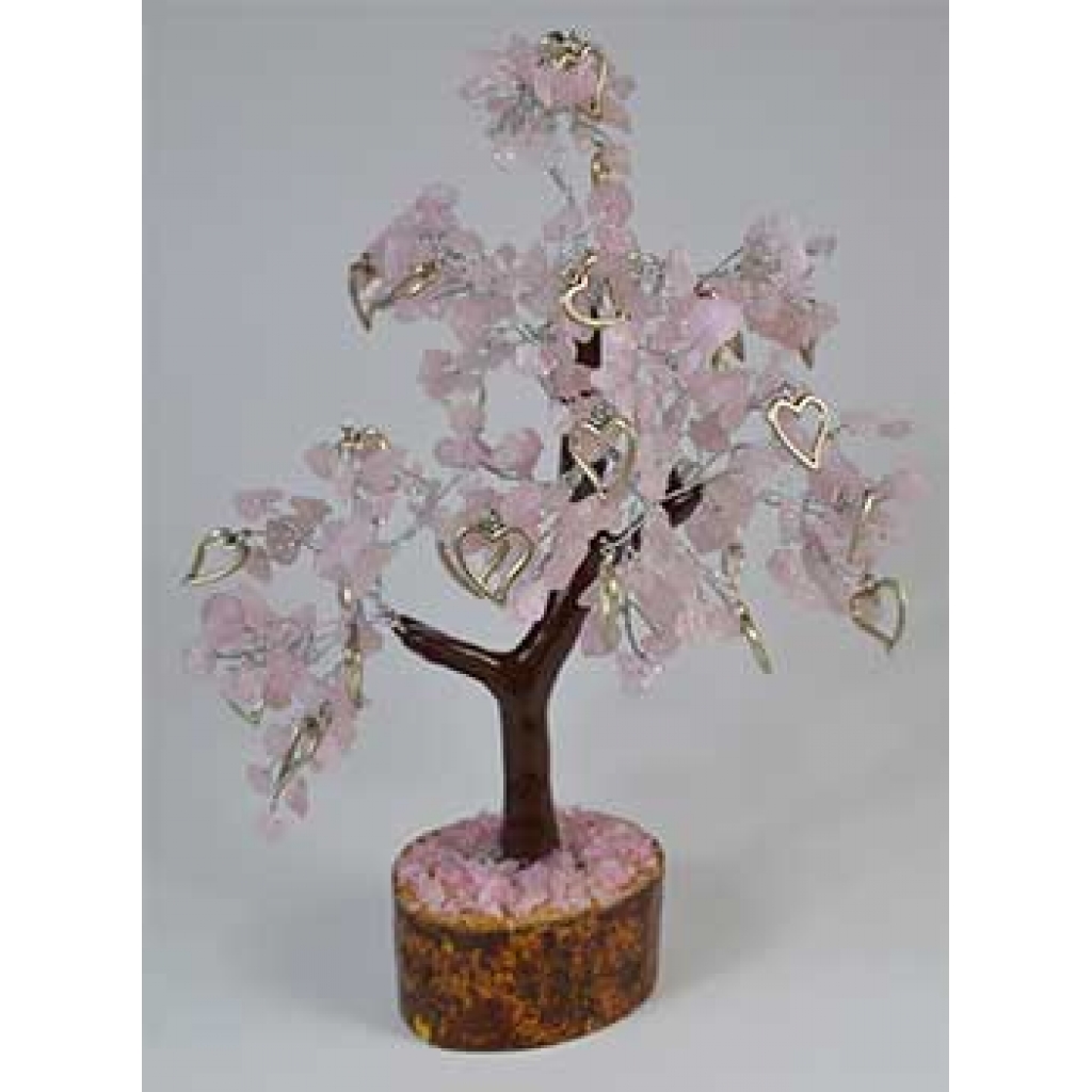 Rose Quartz Hearts Gemstone Tree