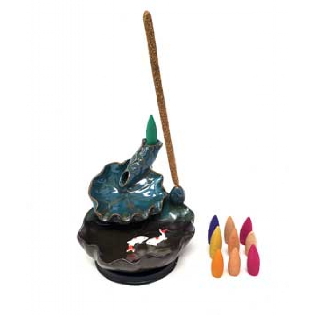 Lotus Ceramic Backflow Incense Burner - 5 inches