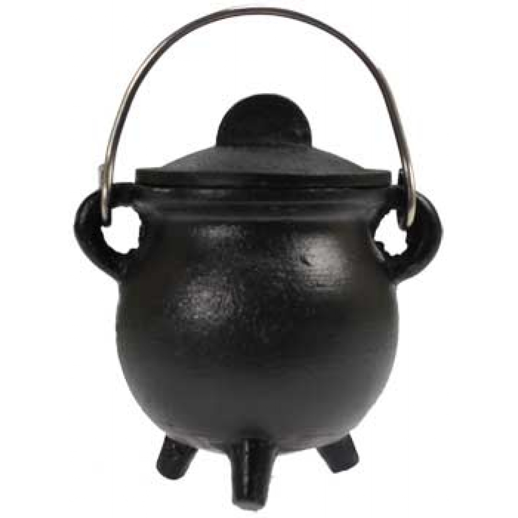 Plain Cast Iron Cauldron with Lid - 3