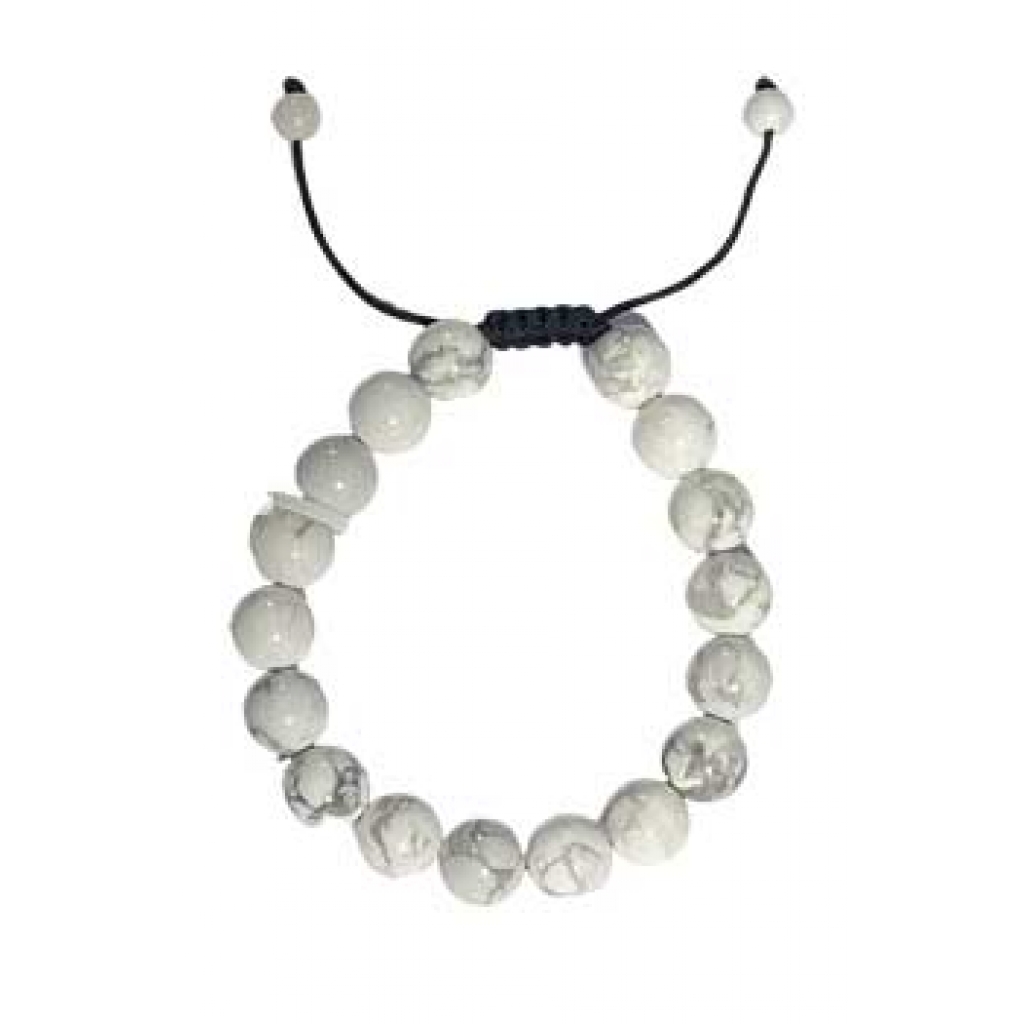 10mm Adjustable Howlite Bead Bracelet