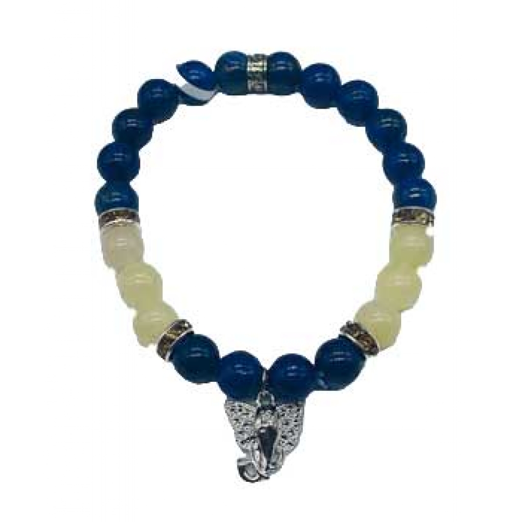 Lapis, Honey Jade & Ganesha Bracelet