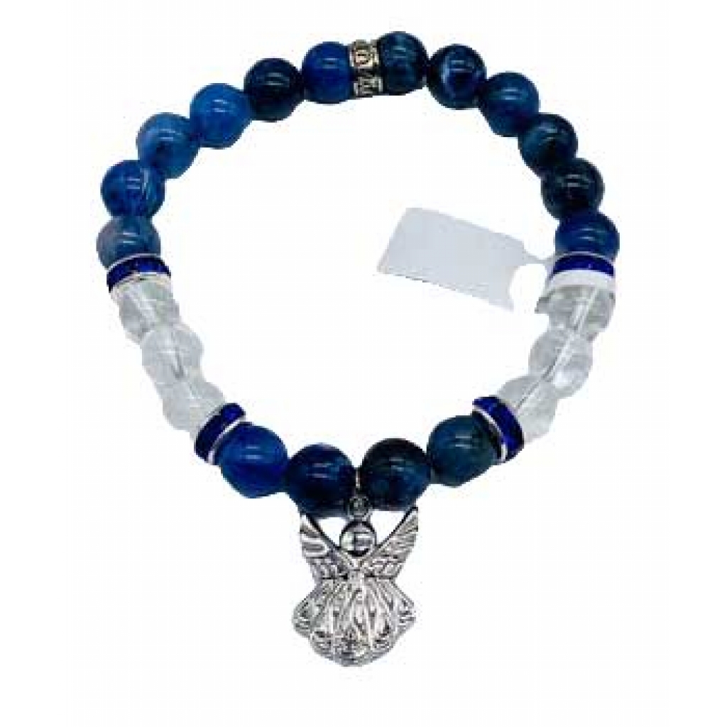 8mm Sodalite & Quartz Angel Bracelet