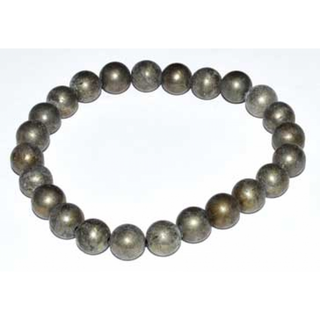 8mm Pyrite Beaded Bracelet