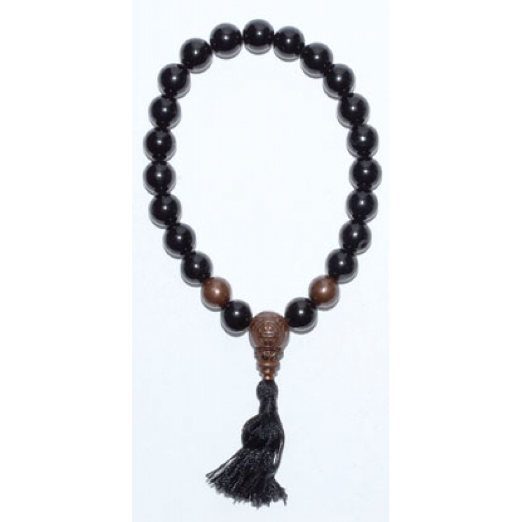 8mm Black Tourmaline Tassel Bracelet - Energy Cleansing and Protection