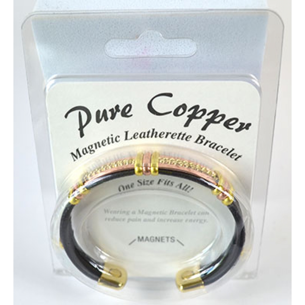 Magnetic Leatherette Copper Bracelet in Various Styles