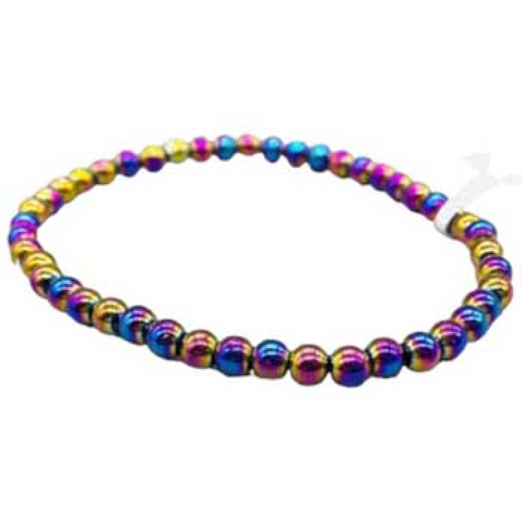 4mm Rainbow Hematite Stretch Bracelet - Absorb Negative Energy