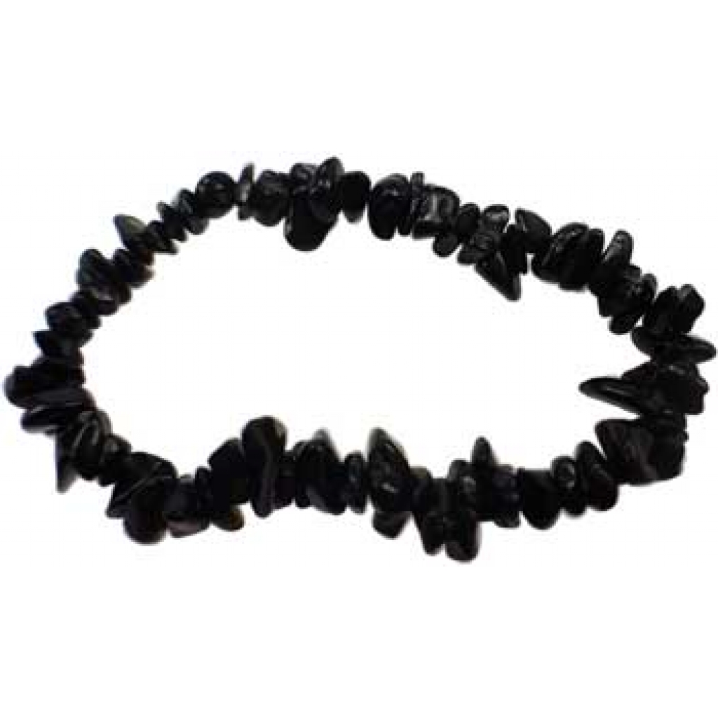 Black Obsidian Chip Bracelet for Grounding and Protection