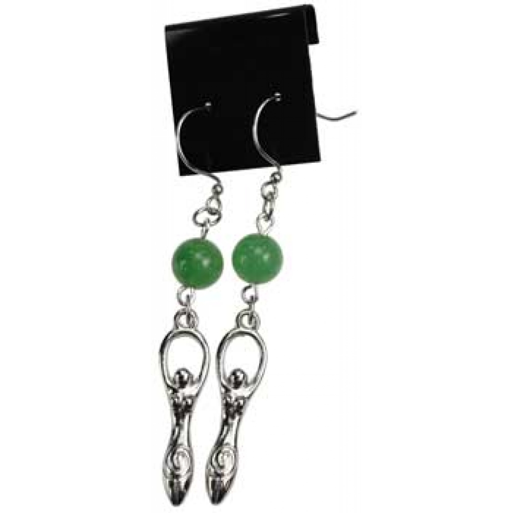 Green Aventurine Goddess Earrings for Spiritual Balance