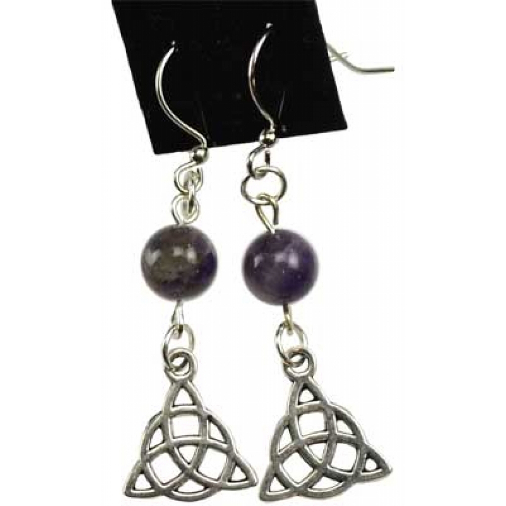 Amethyst Triquetra Earrings for Spiritual Insights