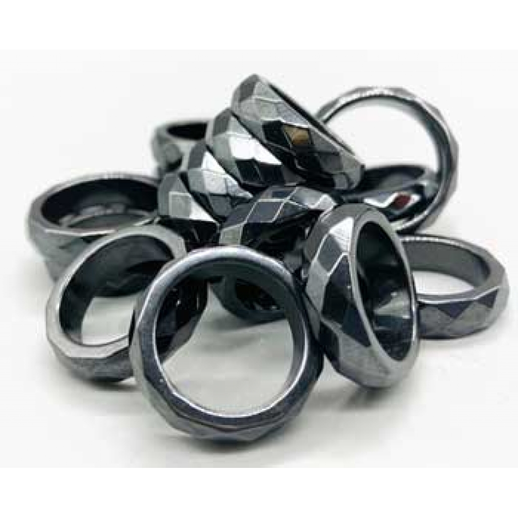 Set of 50 Faceted Hematite Magnetic Rings