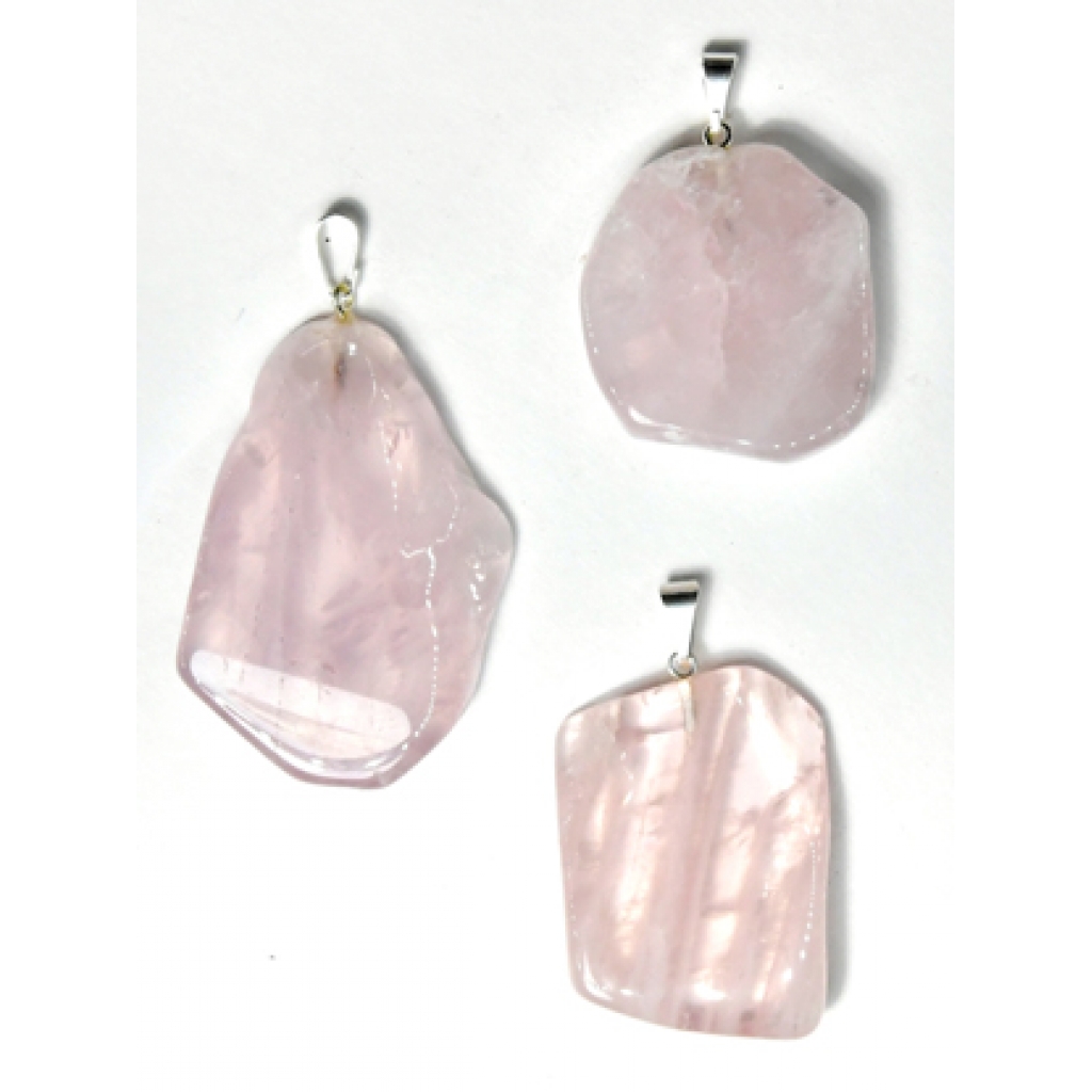 Unique Rose Quartz Slice Pendant for Emotional Healing