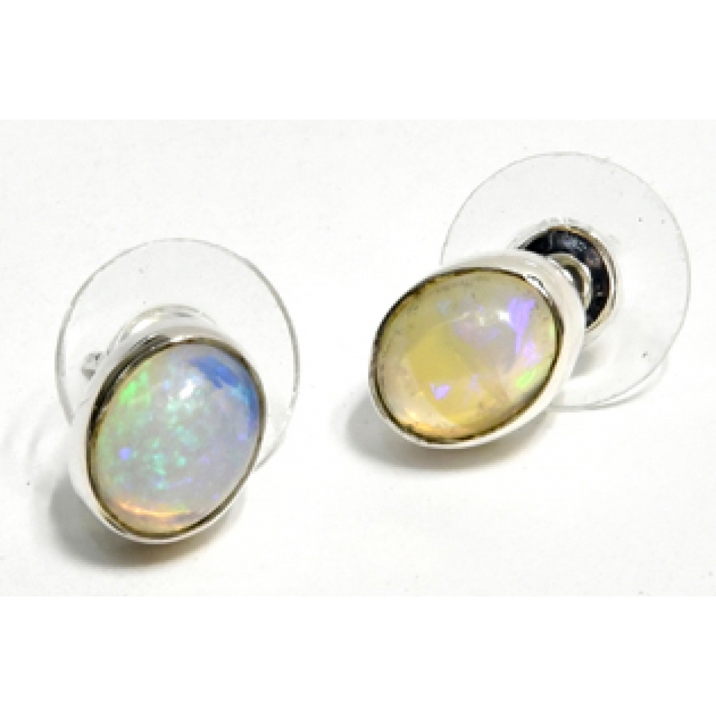 Ethiopian Opal Earrings in Sterling Silver