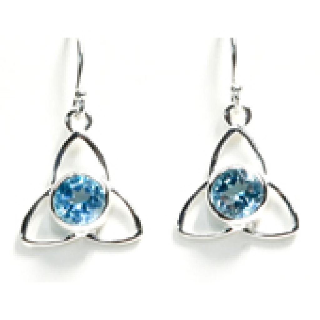 Blue Topaz Earrings - Elegant Triquetra Design