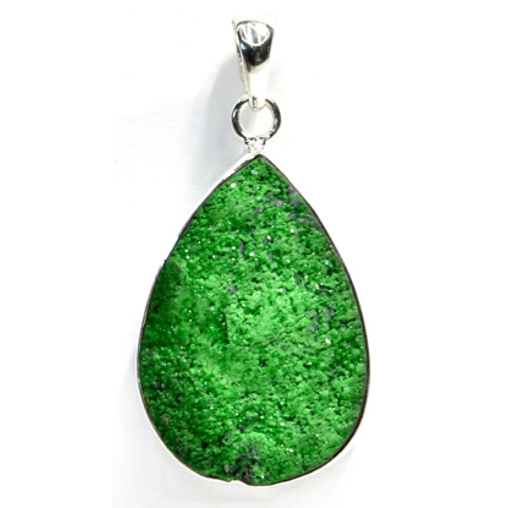 Uvarovite Pendant in Sterling Silver Teardrop Design