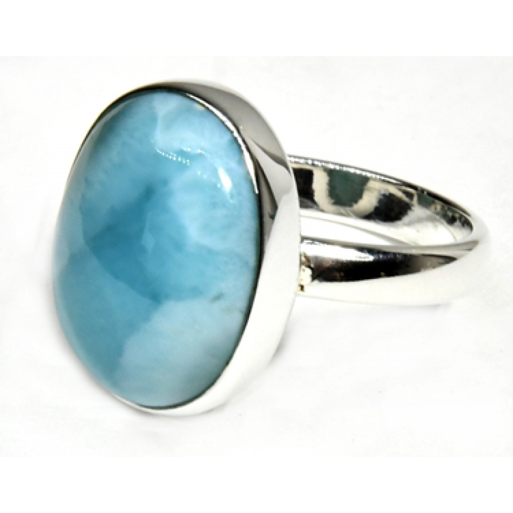 Size 7 Handcrafted Larimar Ring