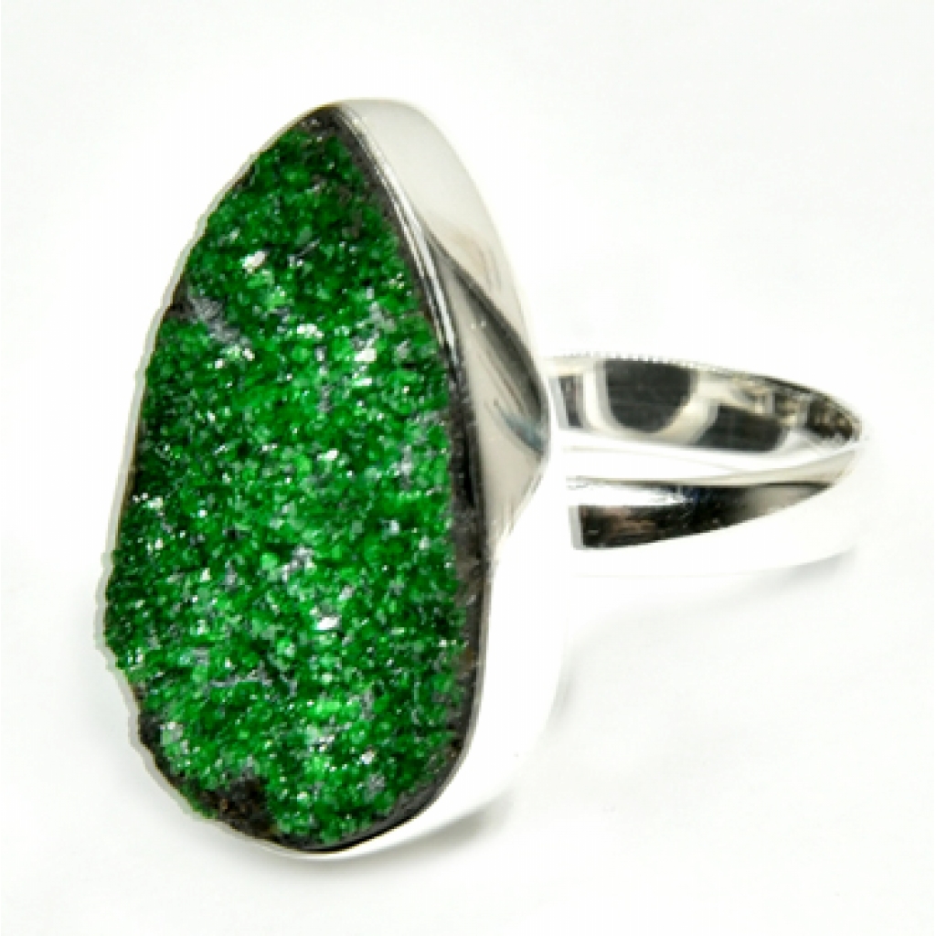 Size 7 Uvarovite Ring - Handcrafted Sterling Silver