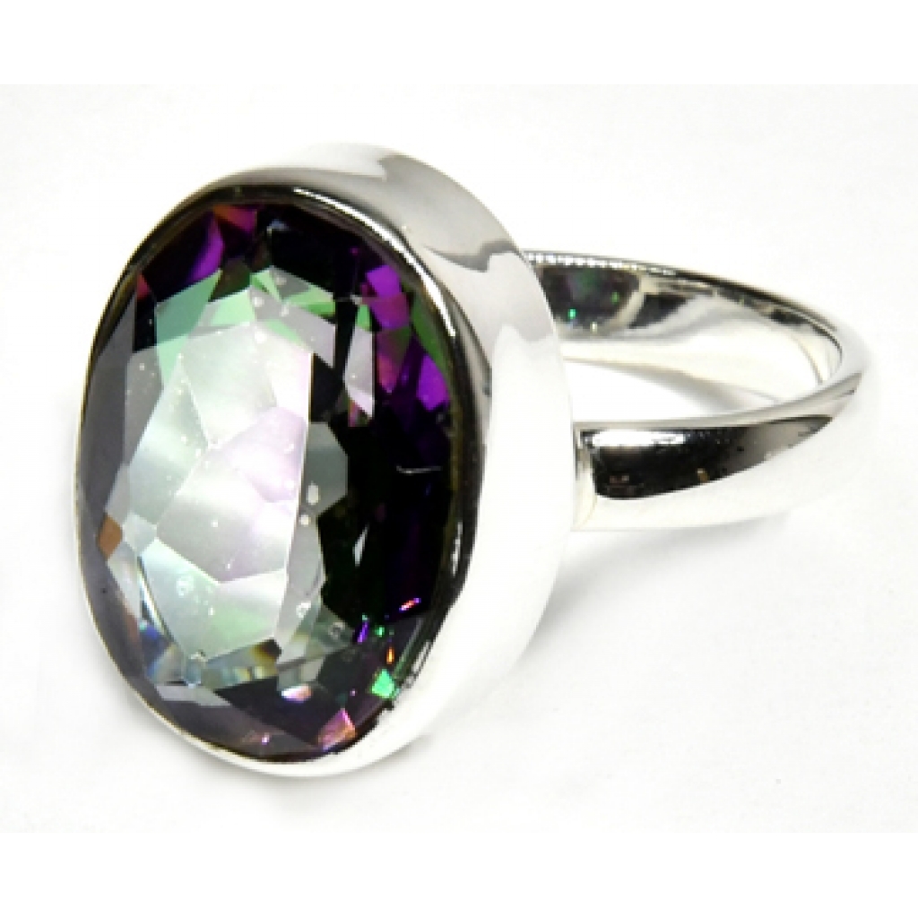 Size 6 Mystic Quartz Ring with Colorful Sparkle