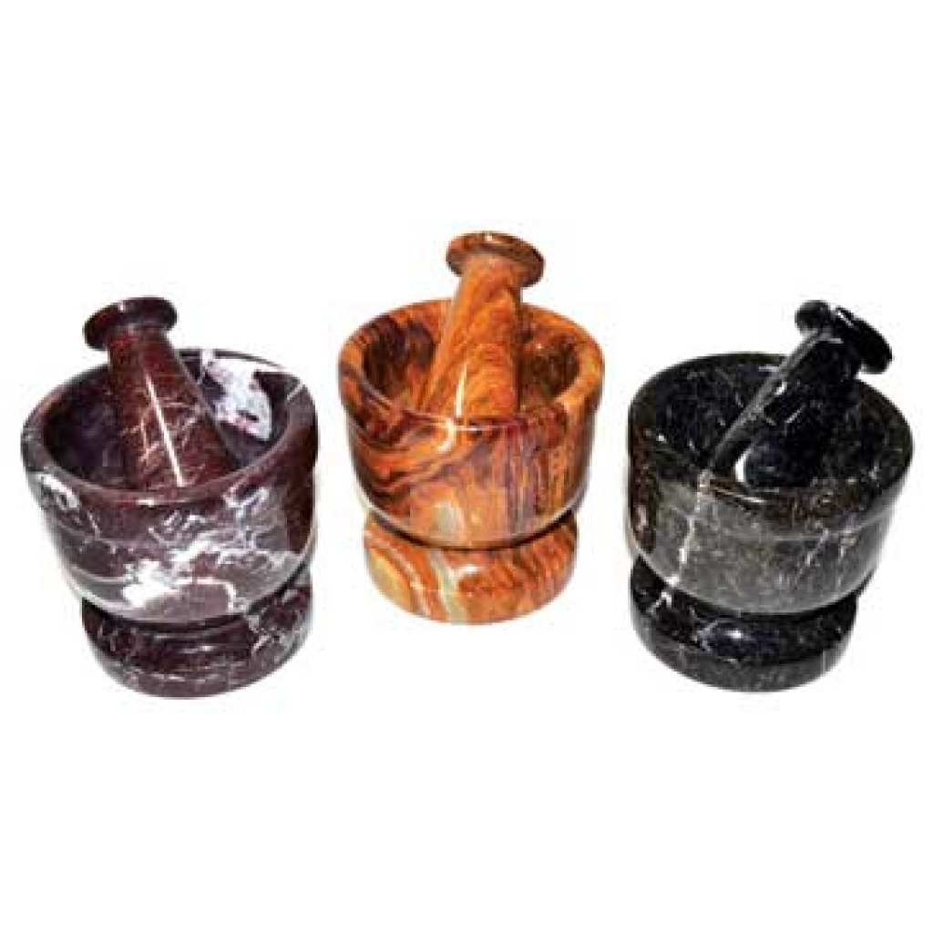 Assorted Marble Mortar and Pestle Set (3.75