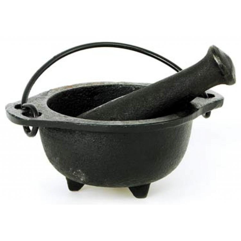 Cast Iron Cauldron Mortar and Pestle Set - Herb Preparation