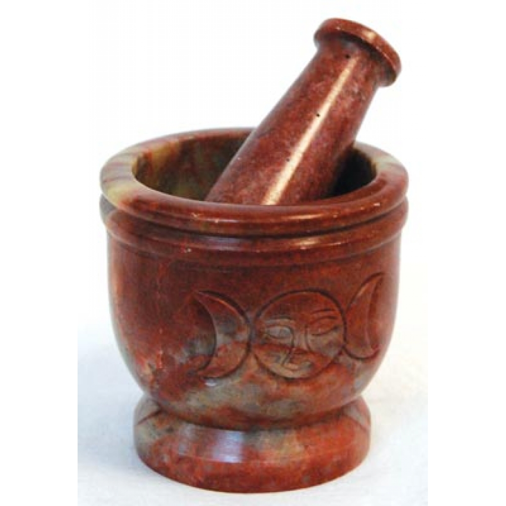 Triple Moon Soapstone Mortar & Pestle Set - Empower Your Rituals