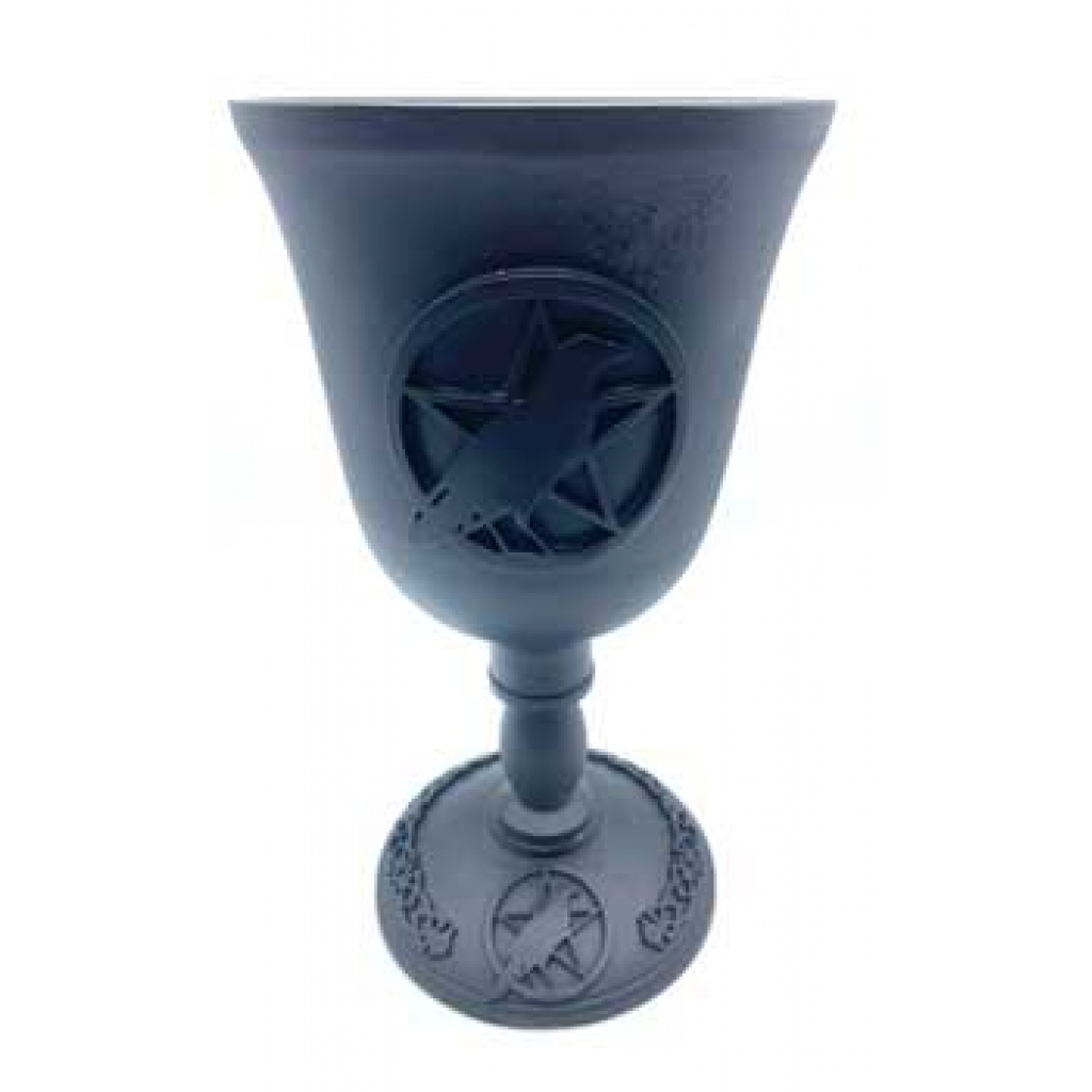 Chalice with Crow and Pentagram Design - 7 5/8