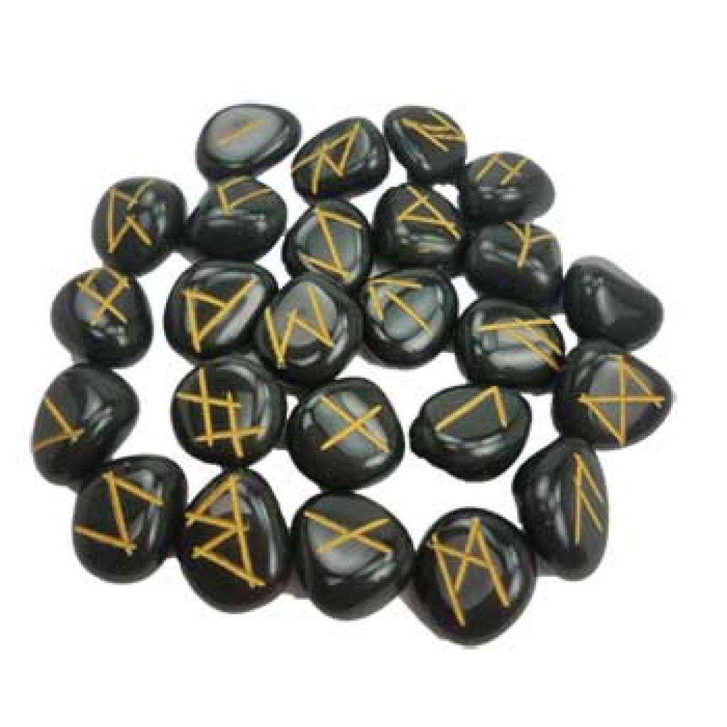 Black Agate Rune Set for Protection and Spiritual Guidance