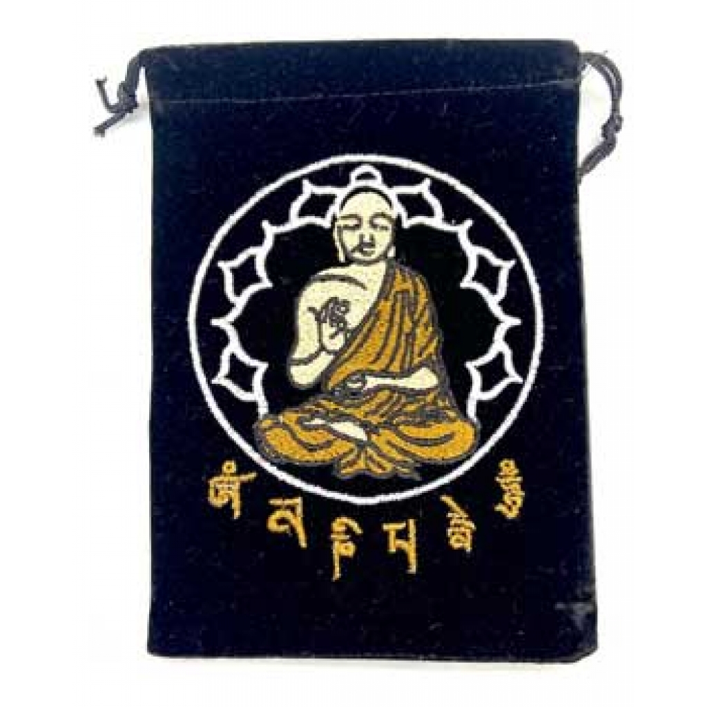 Set of 10 Buddha Black Velveteen Bags (5