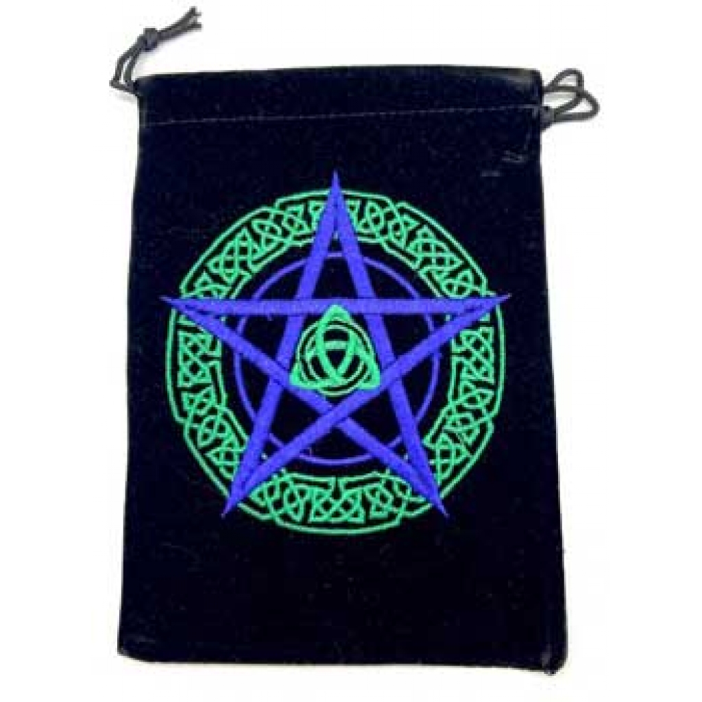 Set of 10 Pentagram Black Velveteen Bags - 5