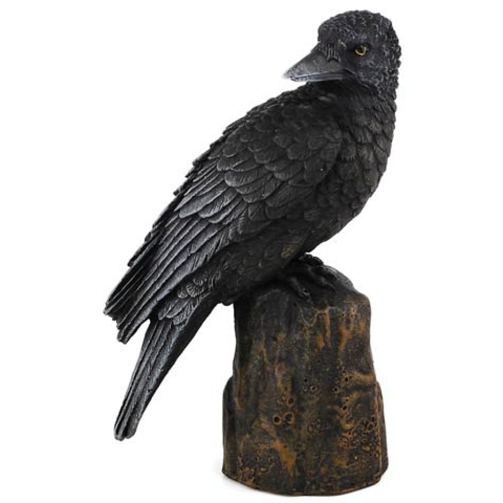 Backward Looking Raven Detailed Statue