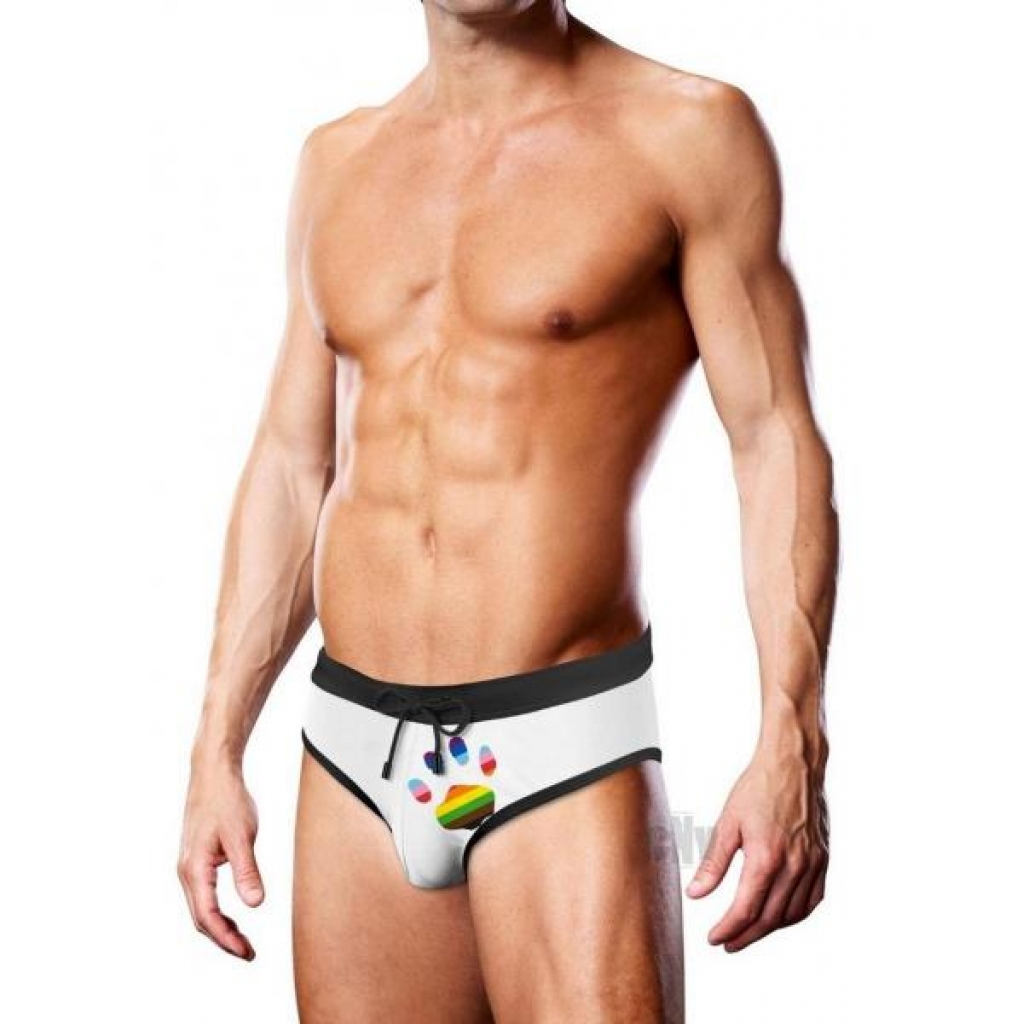 Prowler Swim Brief - White Oversized Paw