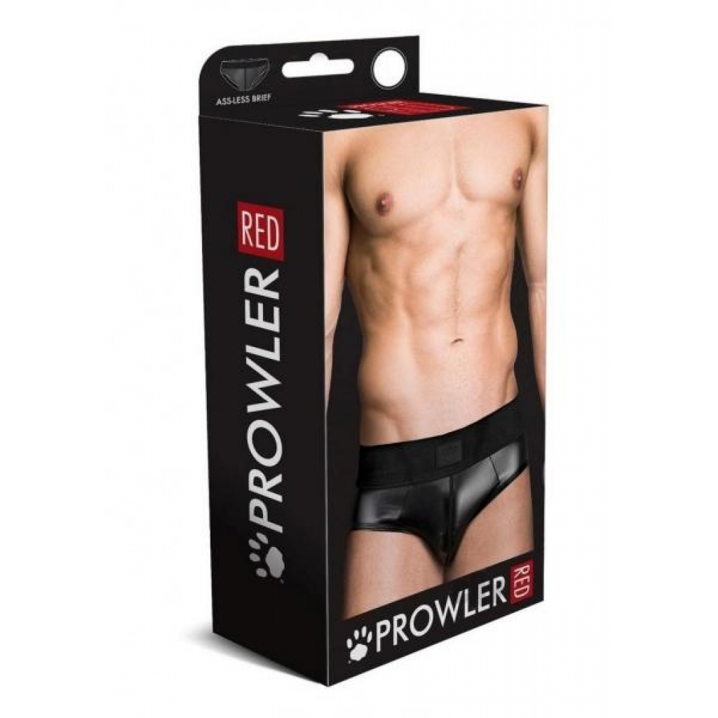 Prowler Red: Wetlook Assless Brief in Black - Large