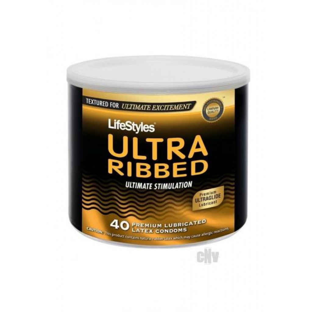 Lifestyles Ultra Ribbed Condoms - 40/Bowl