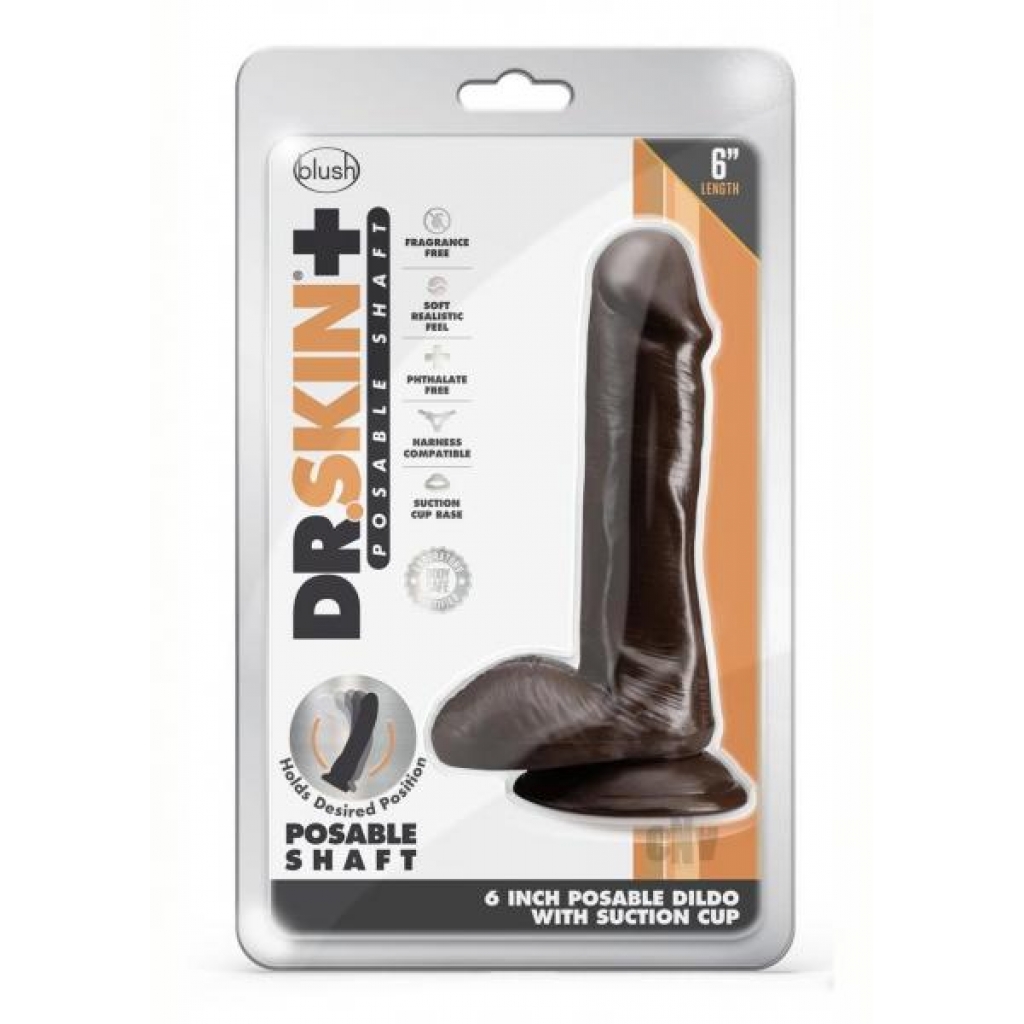 Dr Skin Plus Posable Dildo - 6 Chocolate