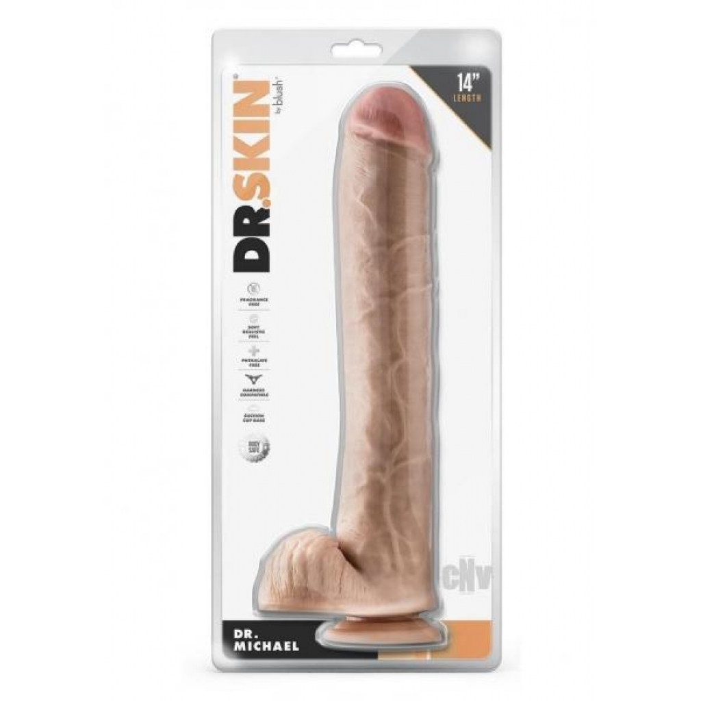 Dr Skin Dr. Michael: 14 Inch Dildo with Balls - Beige