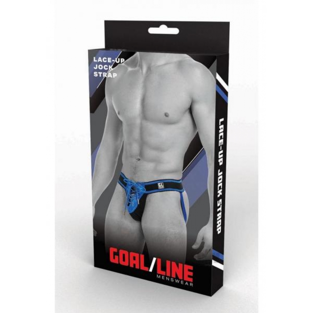 Goal Line Lace Up Jockstrap S/m Blue